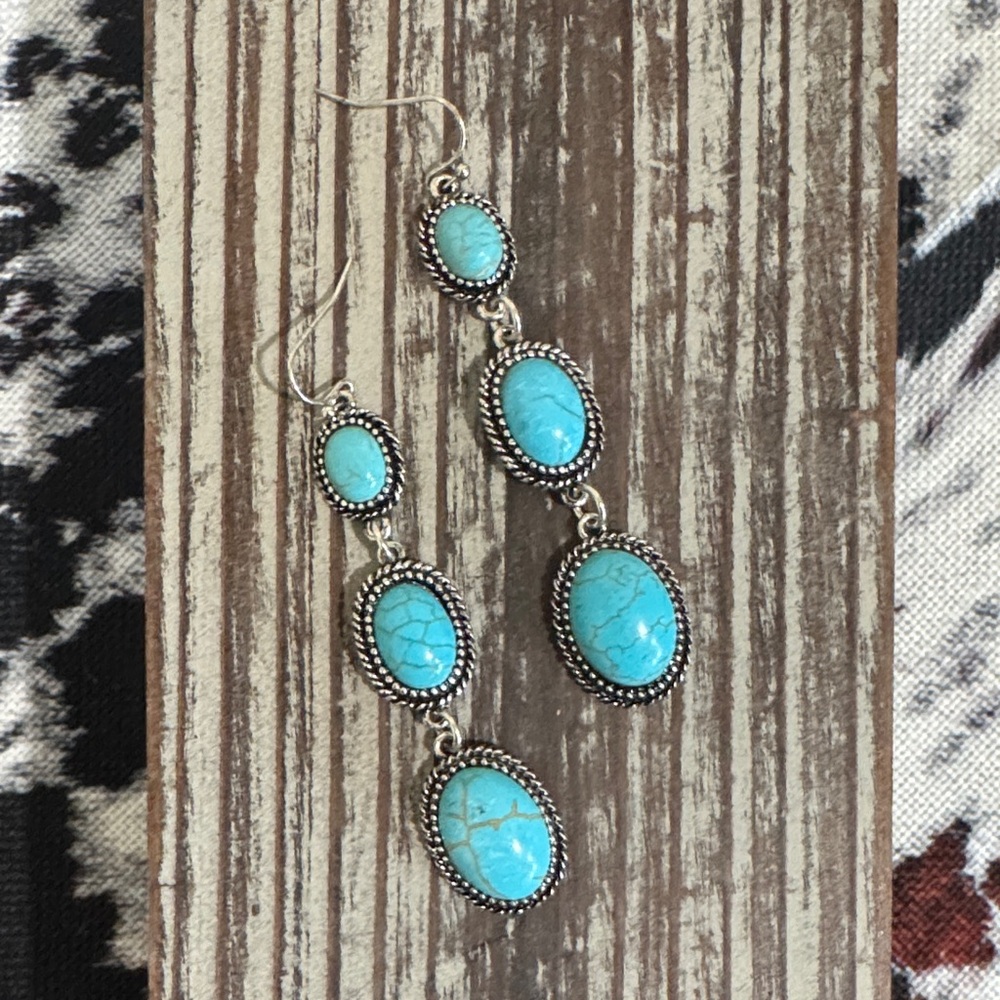 Turquoise Silver Dangle Earrings